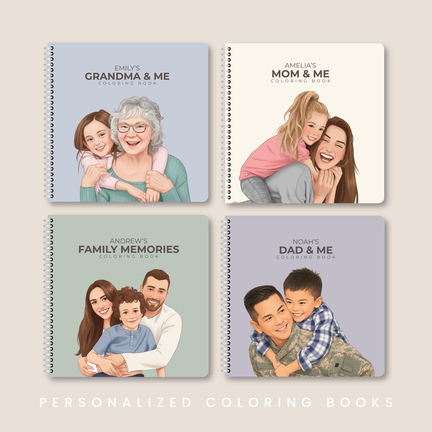 Personalized Photo Coloring Book, Custom Family Keepsake, Mom Dad Grandma Gift