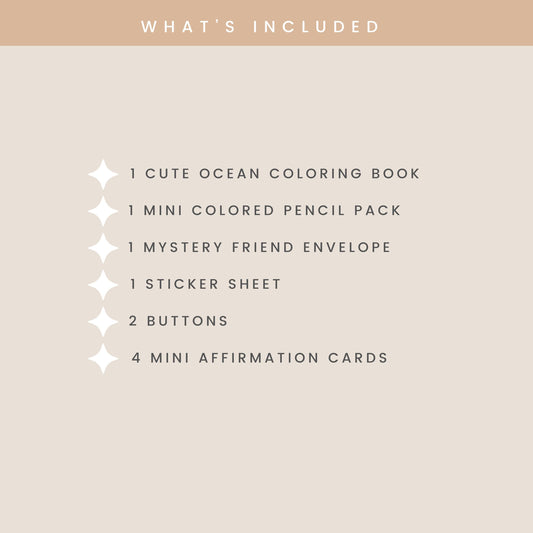 Ocean Oddball Coloring Book Gift Set, Affirmation Book with Stickers, Pencils, Cards