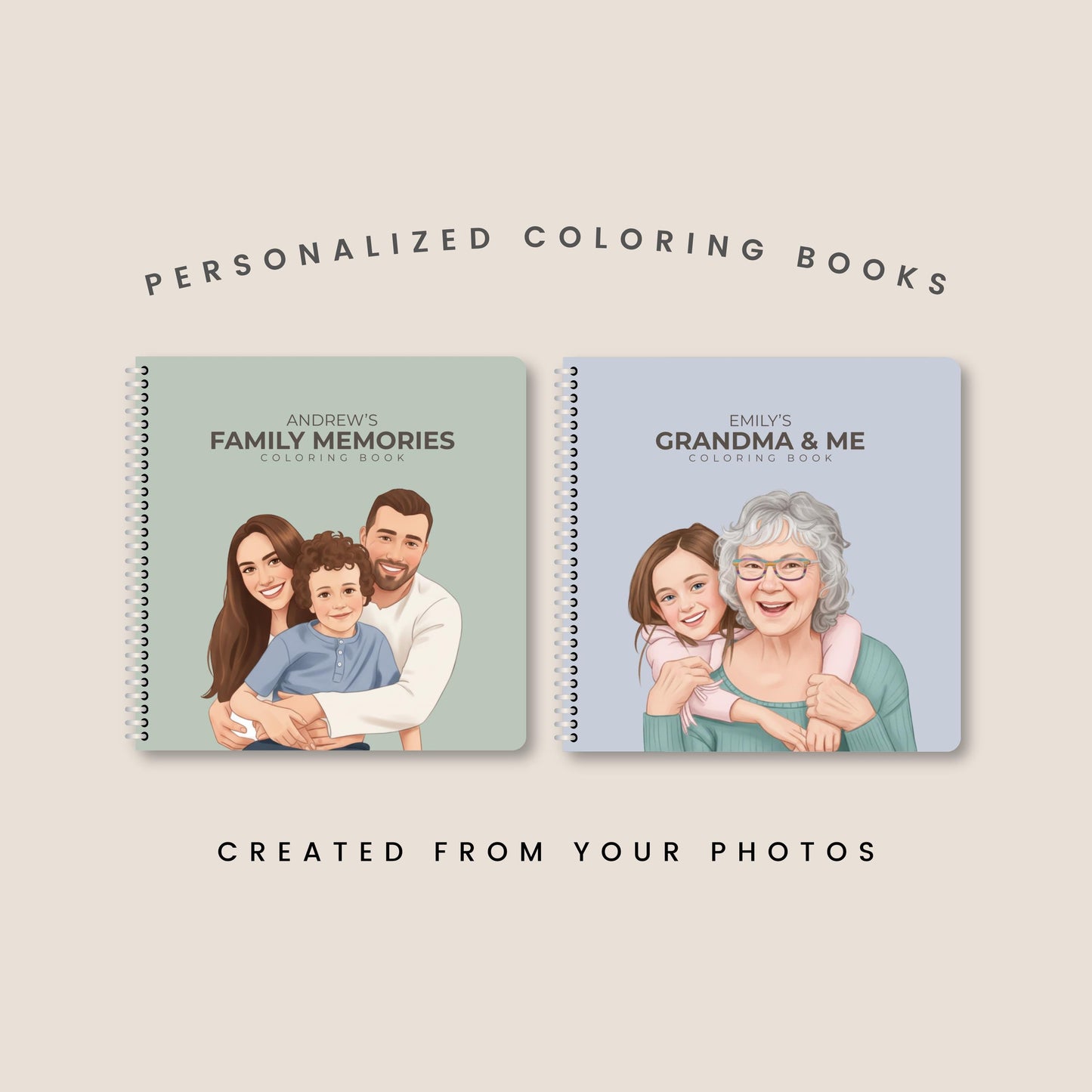 Personalized Photo Coloring Book, Custom Family Keepsake, Mom Dad Grandma Gift