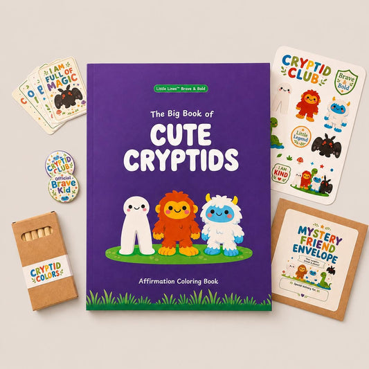 Cryptid Coloring Book Gift Set, Affirmation Book with Stickers, Pencils, Cards