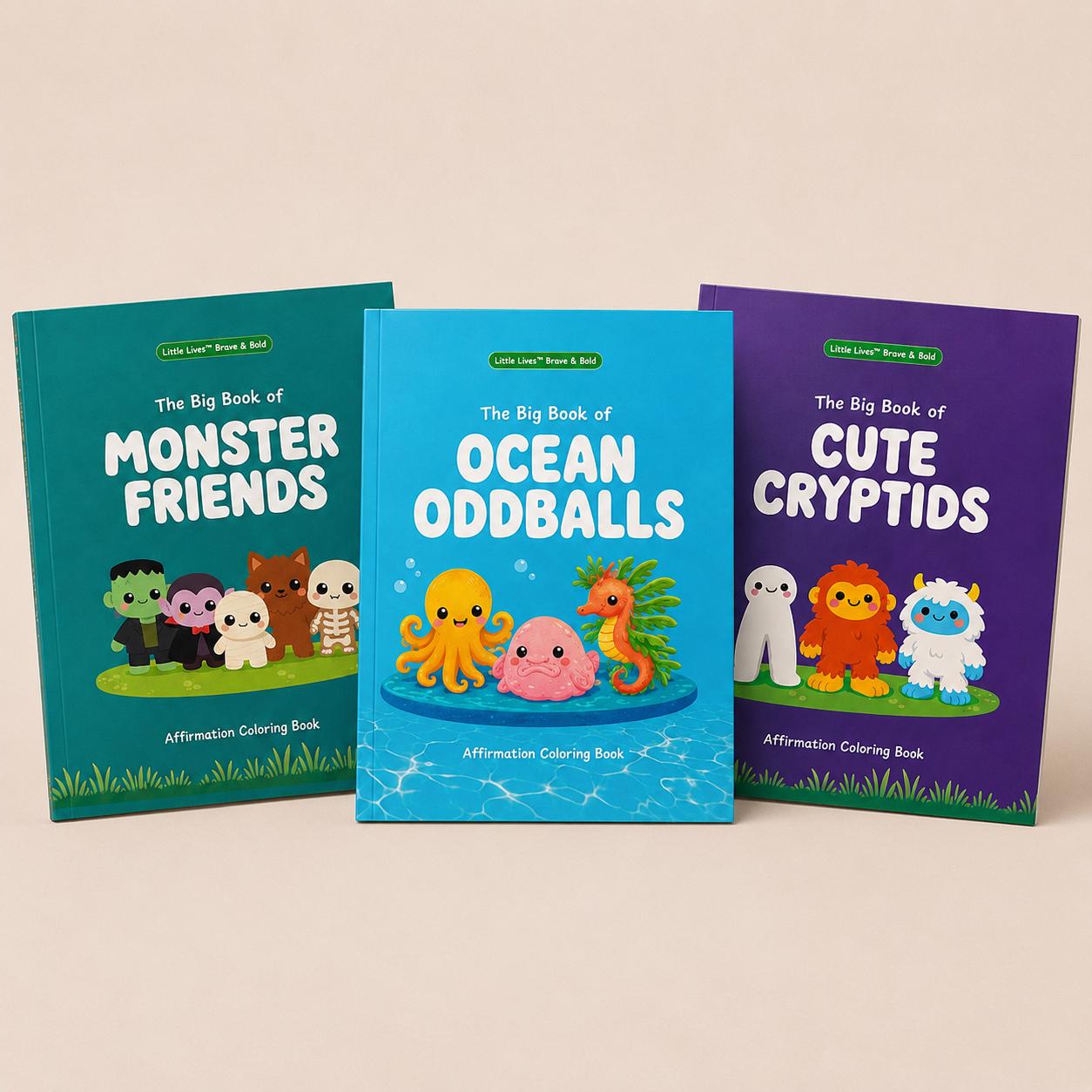 Cryptid Coloring Book Gift Set, Affirmation Book with Stickers, Pencils, Cards